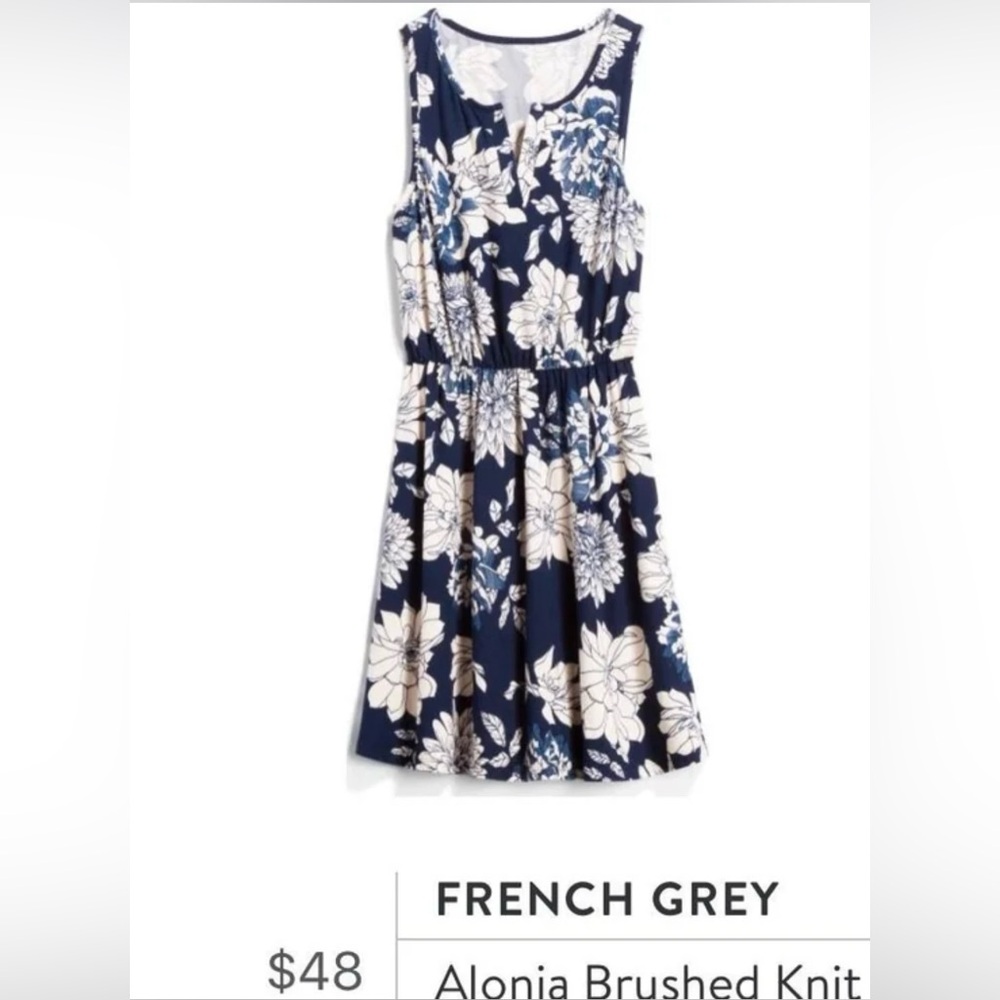 French Grey Blue and White Ruffled Tiered Sundress